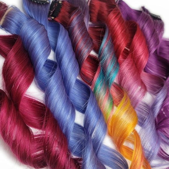 Remy Human Hair Extensions Red Colored Rainbow Color Melt Short Hairstyles main image 4